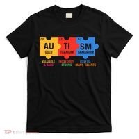Autism Periodic Table Elements Gold Titanium Samarium Autism Awareness T-Shirt thumb 0