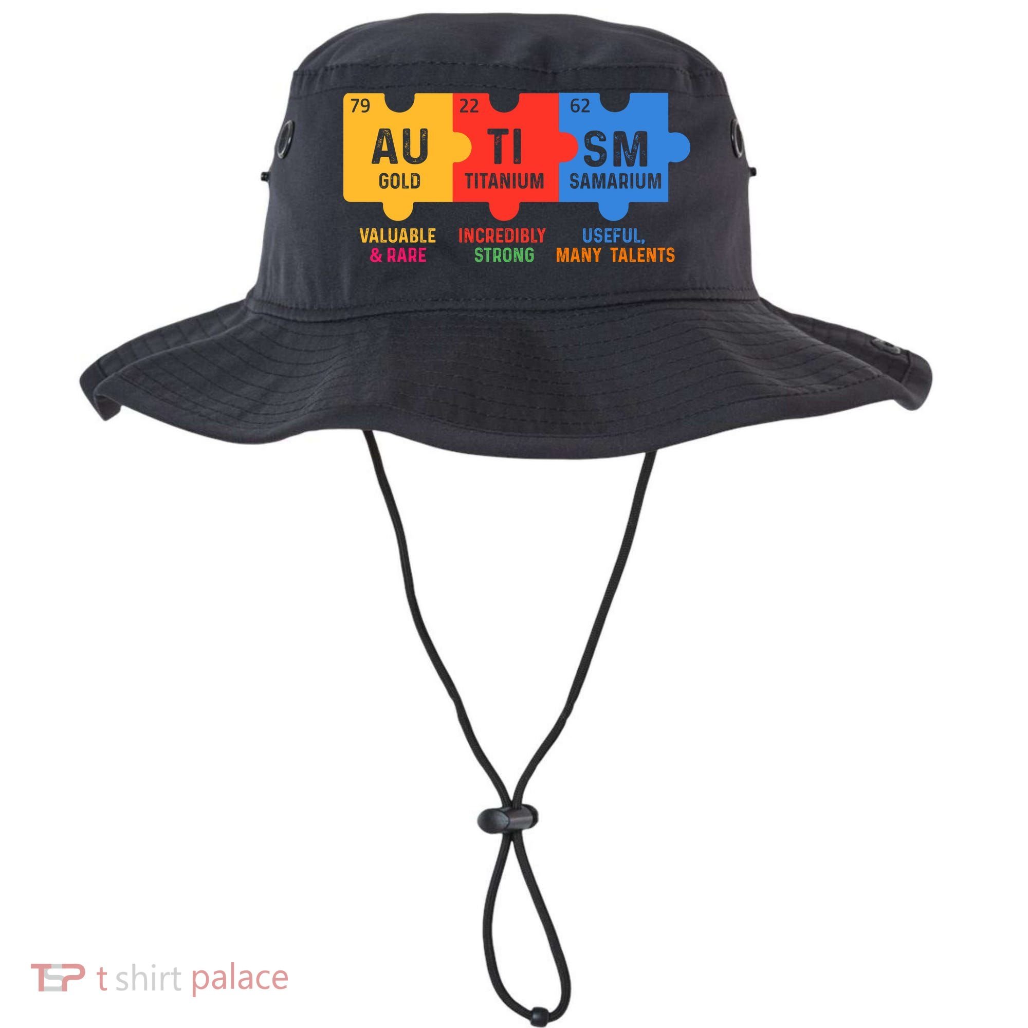 Autism Periodic Table Elements Gold Titanium Samarium Autism Awareness Bucket Hat