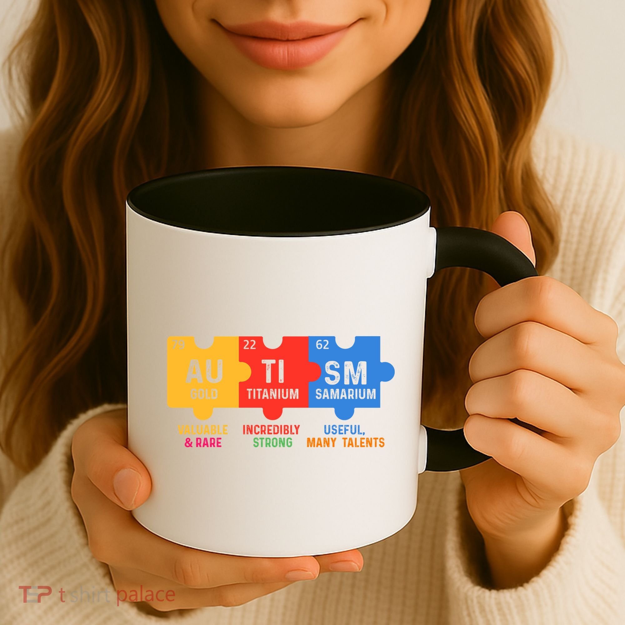 Autism Periodic Table Elements Gold Titanium Samarium Autism Awareness Coffee Mug
