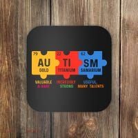 Autism Periodic Table Elements Gold Titanium Samarium Autism Awareness Coaster thumb 0