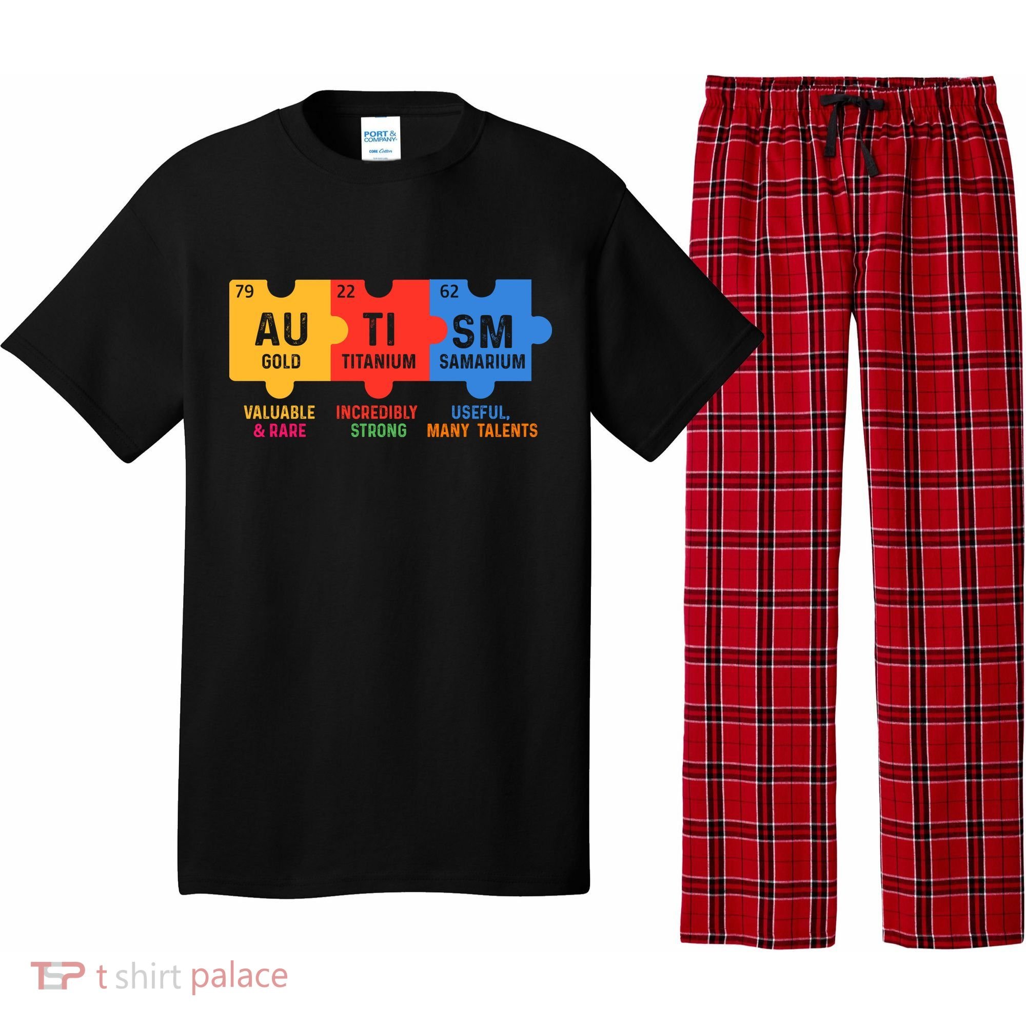 Autism Periodic Table Elements Gold Titanium Samarium Autism Awareness Pajama Set