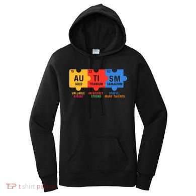 Autism Periodic Table Elements Gold Titanium Samarium Autism Awareness Women's Hoodie