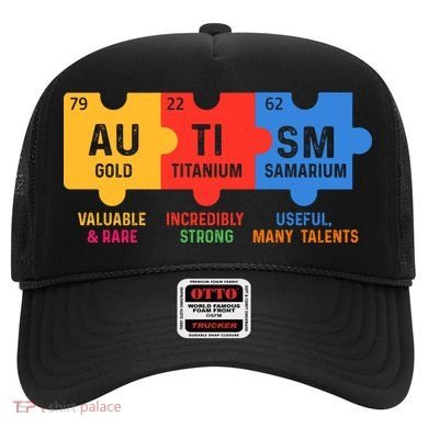 Autism Periodic Table Elements Gold Titanium Samarium Autism Awareness Hat