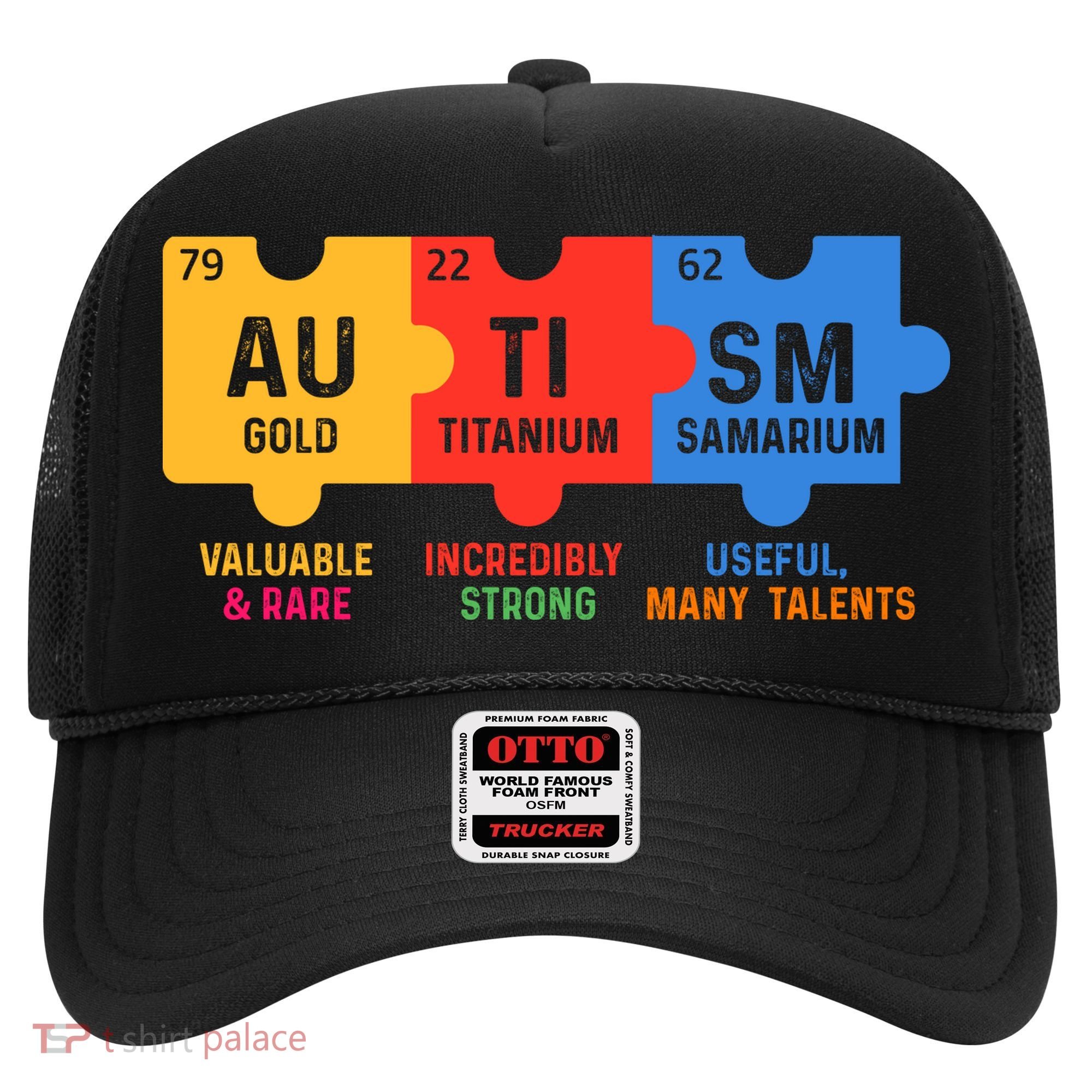 Autism Periodic Table Elements Gold Titanium Samarium Autism Awareness Hat