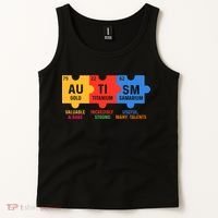 Autism Periodic Table Elements Gold Titanium Samarium Autism Awareness Tank Top thumb 2
