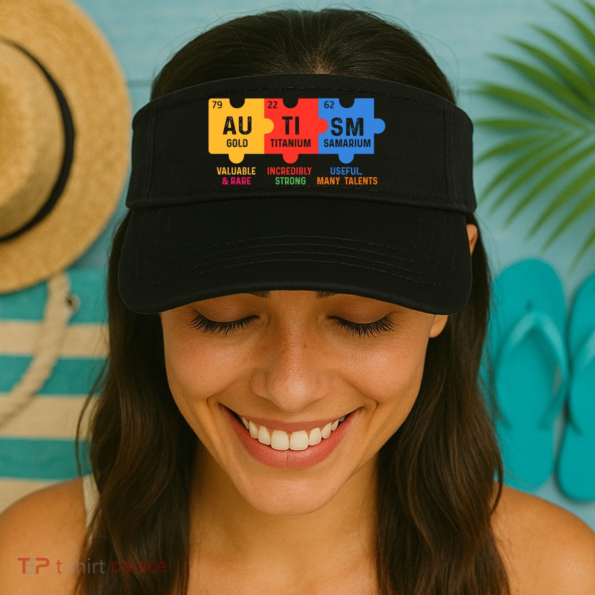 Autism Periodic Table Elements Gold Titanium Samarium Autism Awareness Visor
