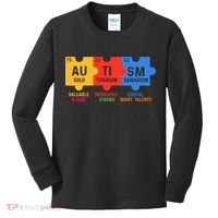 Autism Periodic Table Elements Gold Titanium Samarium Autism Awareness Kids Long Sleeve Shirt thumb 0