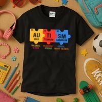 Autism Periodic Table Elements Gold Titanium Samarium Autism Awareness Kids T-Shirt thumb 3