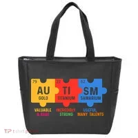 Autism Periodic Table Elements Gold Titanium Samarium Autism Awareness Tote Bag thumb 0
