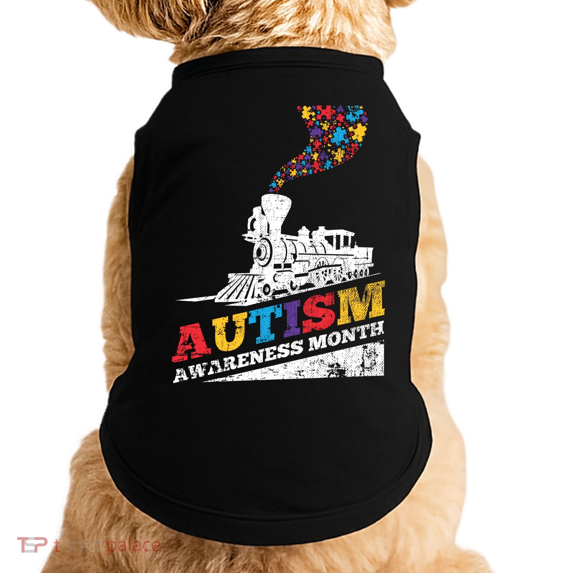 Autism Puzzle Train Toy Gift Support Autism Awareness Great Gift Doggie Tank
