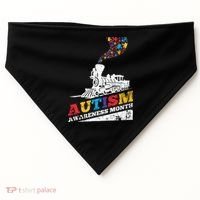 Autism Puzzle Train Toy Gift Support Autism Awareness Great Gift USA-Made Doggie Bandana thumb 0