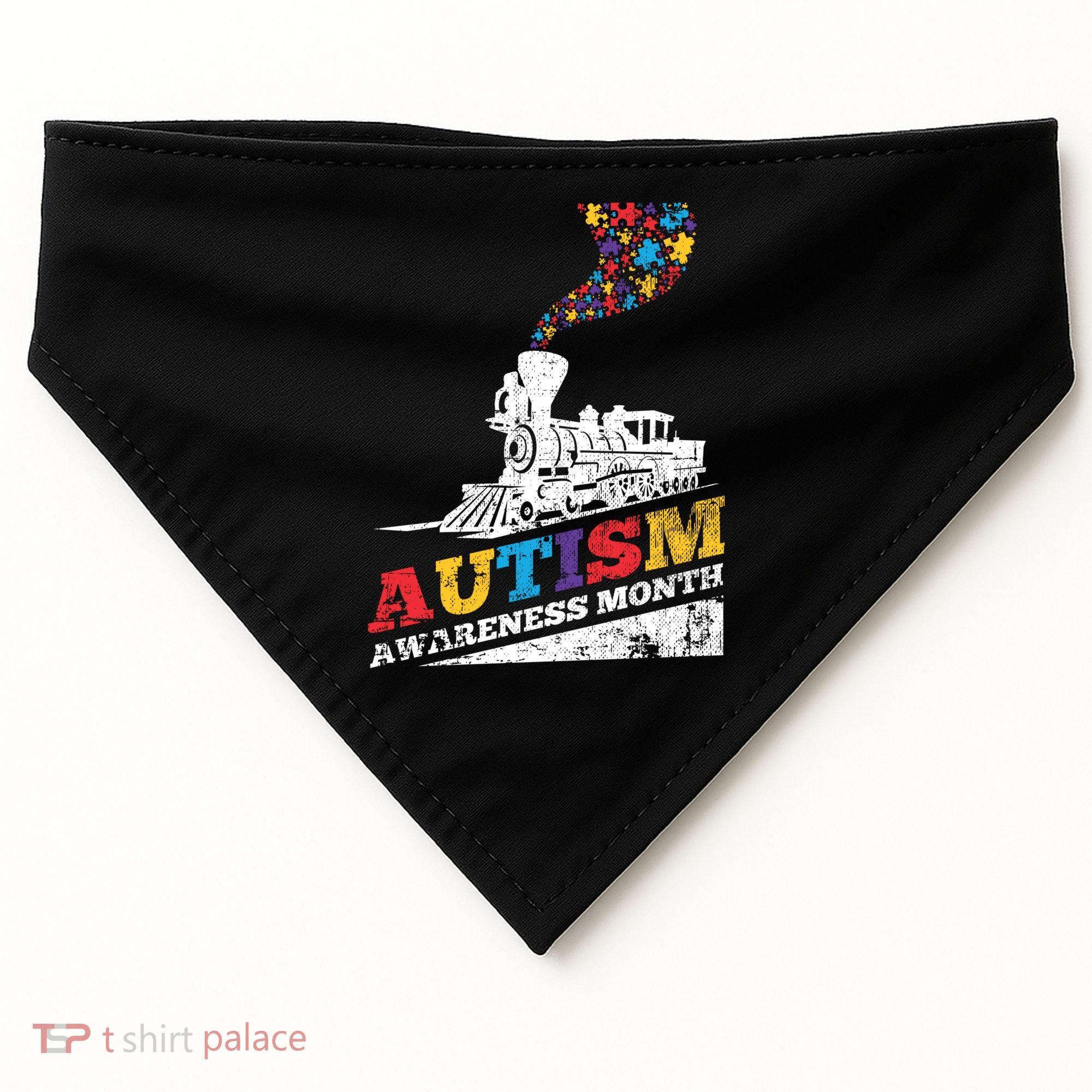 Autism Puzzle Train Toy Gift Support Autism Awareness Great Gift USA-Made Doggie Bandana