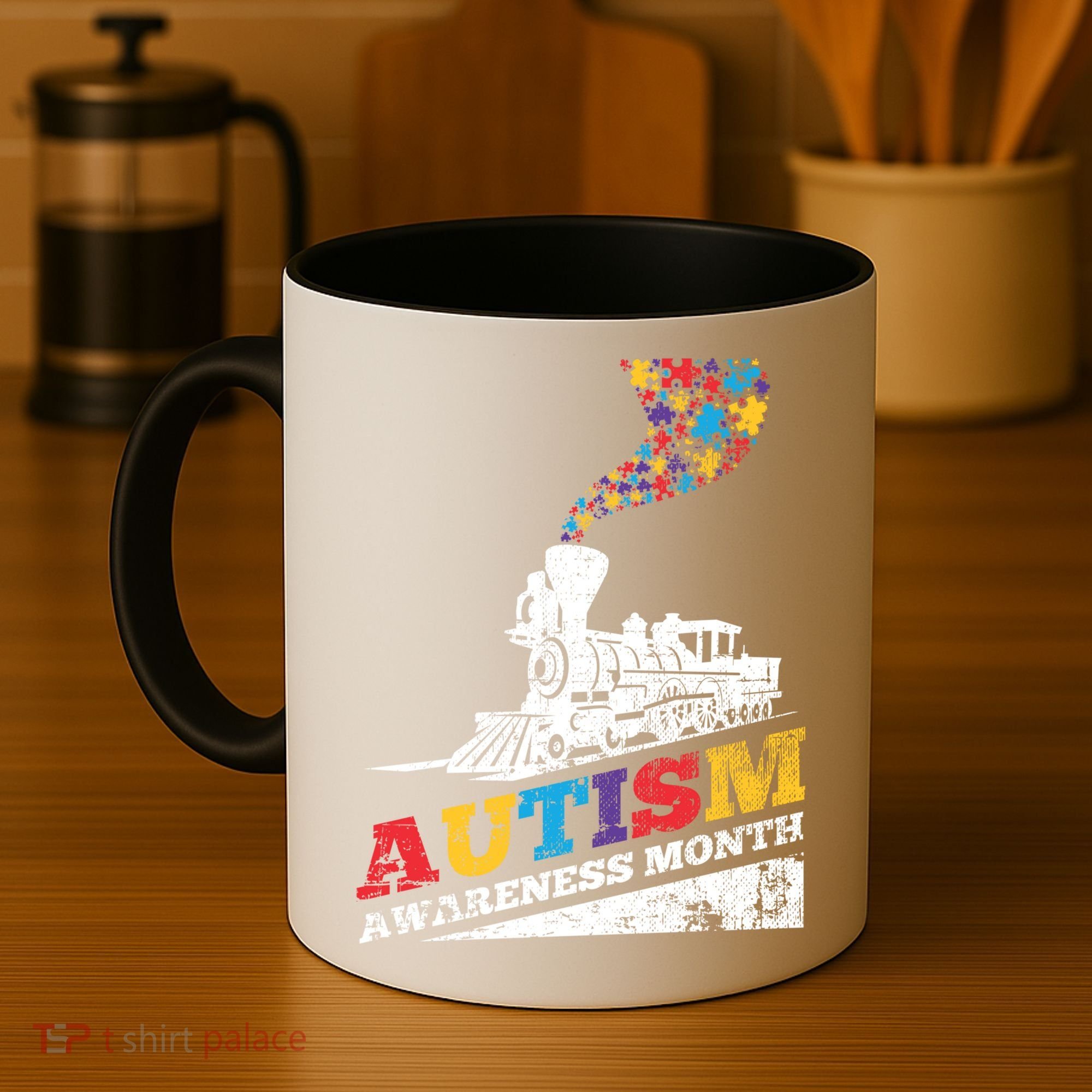 Autism Puzzle Train Toy Gift Support Autism Awareness Great Gift Coffee Mug