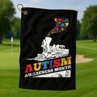 Autism Puzzle Train Toy Gift Support Autism Awareness Great Gift Golf Towel thumb 1