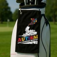 Autism Puzzle Train Toy Gift Support Autism Awareness Great Gift Golf Towel thumb 2