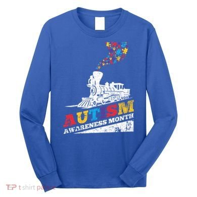 Autism Puzzle Train Toy Gift Support Autism Awareness Great Gift Long Sleeve Shirt