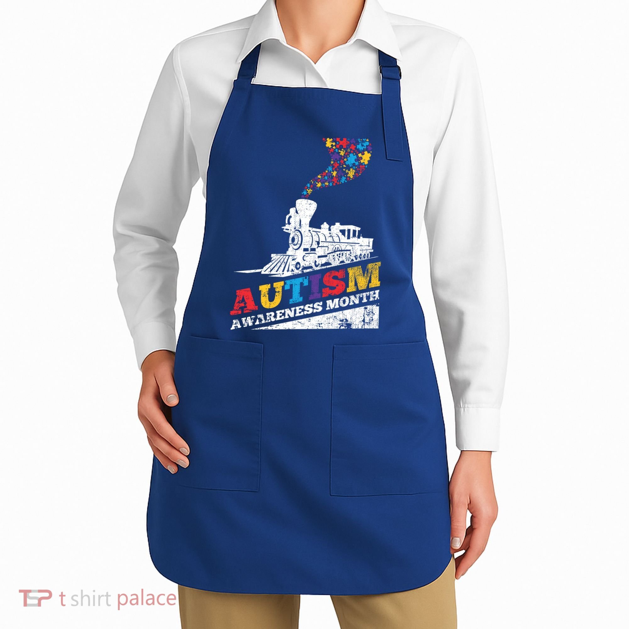Autism Puzzle Train Toy Gift Support Autism Awareness Great Gift Apron