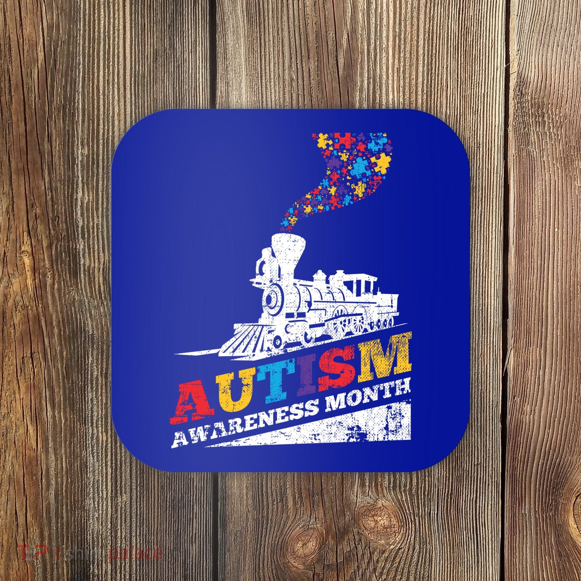 Autism Puzzle Train Toy Gift Support Autism Awareness Great Gift Coaster