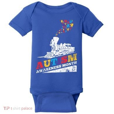 Autism Puzzle Train Toy Gift Support Autism Awareness Great Gift Baby Bodysuit