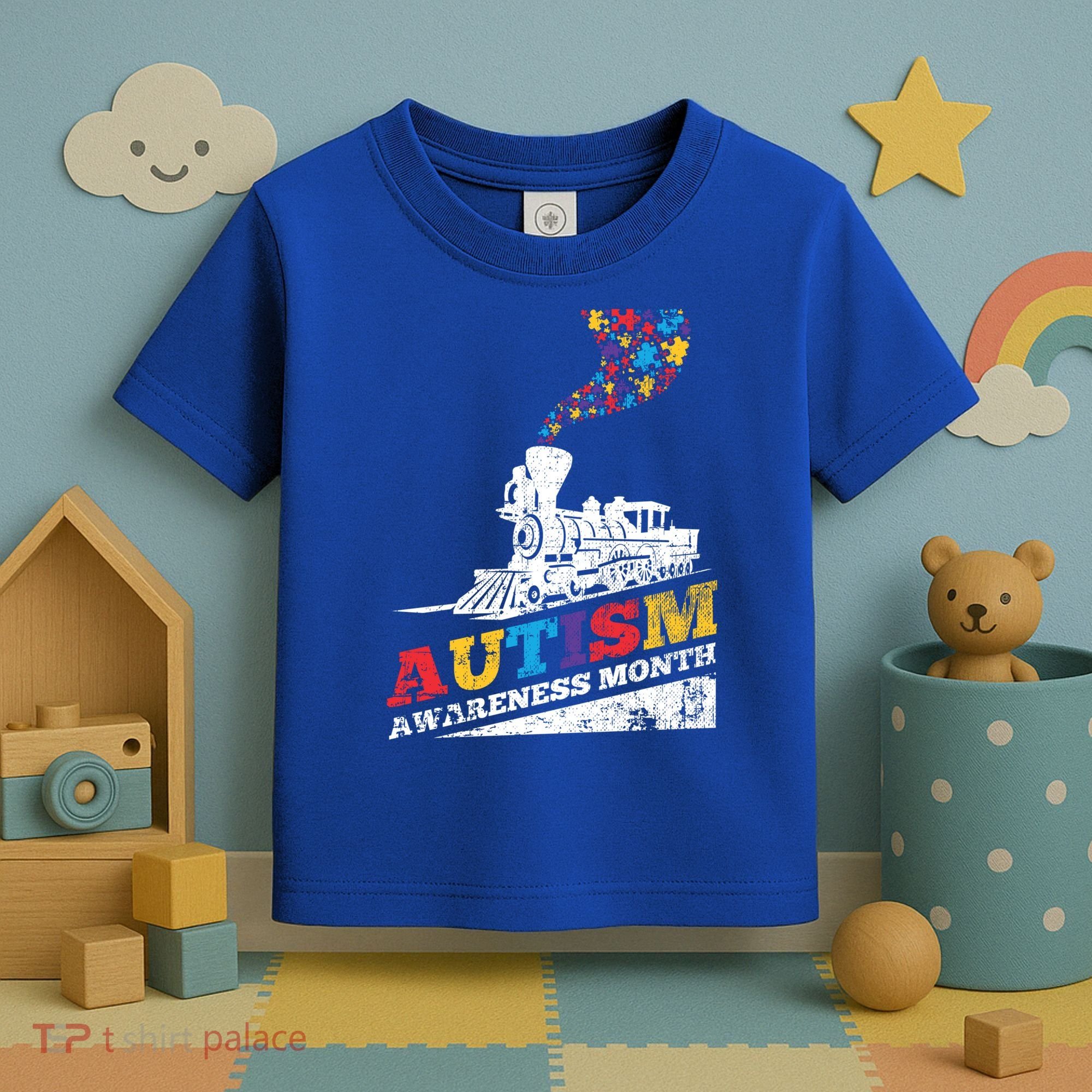 Autism Puzzle Train Toy Gift Support Autism Awareness Great Gift Toddler T-Shirt