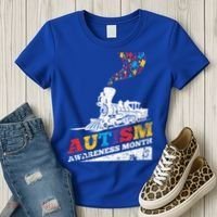 Autism Puzzle Train Toy Gift Support Autism Awareness Great Gift Women's T-Shirt thumb 3
