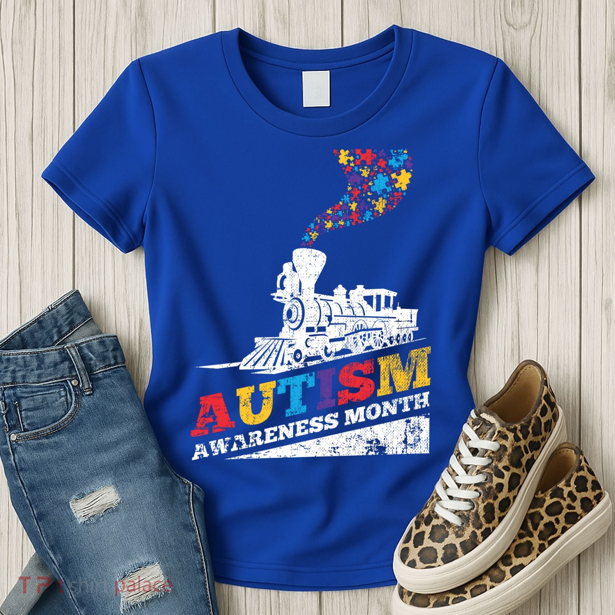 Autism Puzzle Train Toy Gift Support Autism Awareness Great Gift Women's T-Shirt