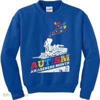 Autism Puzzle Train Toy Gift Support Autism Awareness Great Gift Kids Sweatshirt thumb 0