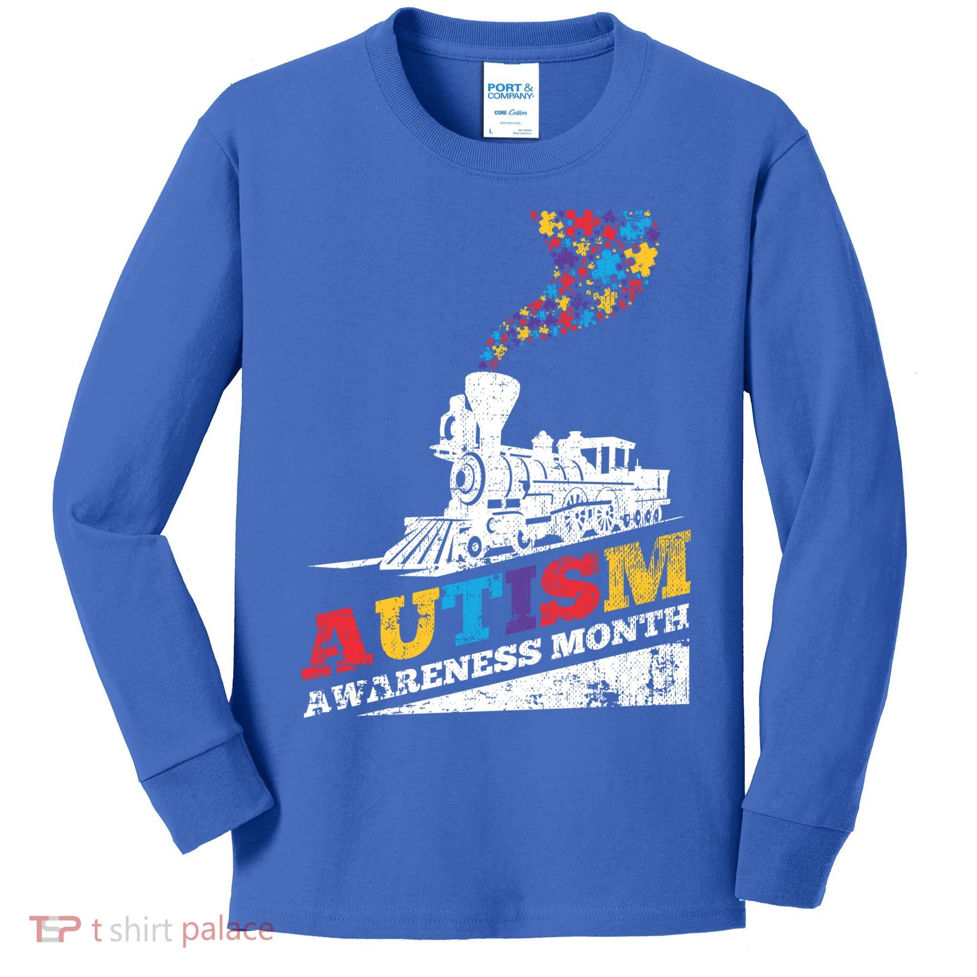 Autism Puzzle Train Toy Gift Support Autism Awareness Great Gift Kids Long Sleeve Shirt
