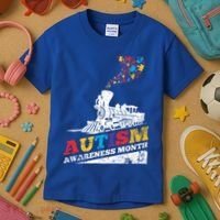 Autism Puzzle Train Toy Gift Support Autism Awareness Great Gift Kids T-Shirt thumb 3