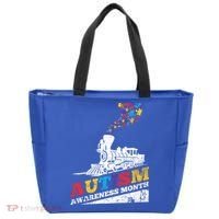 Autism Puzzle Train Toy Gift Support Autism Awareness Great Gift Tote Bag thumb 0