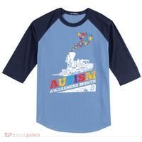 Autism Puzzle Train Toy Gift Support Autism Awareness Great Gift Raglan Baseball Sleeve Shirt thumb 0