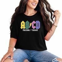 ABCD Preschool Teacher Rock And Roll Comfort Colors T-Shirt thumb 0