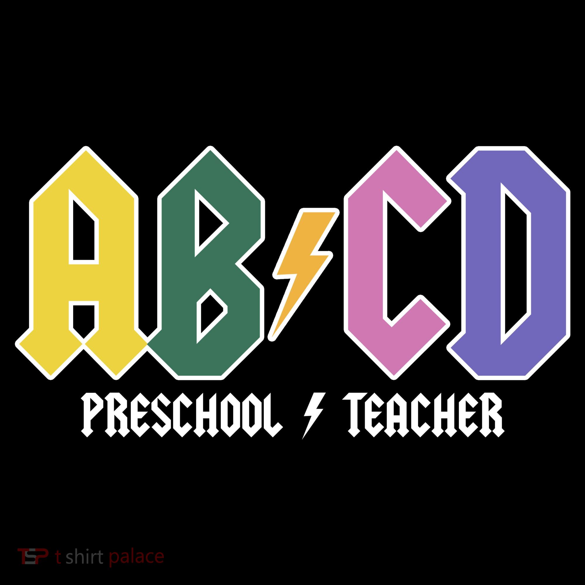 ABCD Preschool Teacher Rock And Roll Button