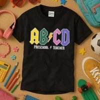 ABCD Preschool Teacher Rock And Roll Kids T-Shirt thumb 3