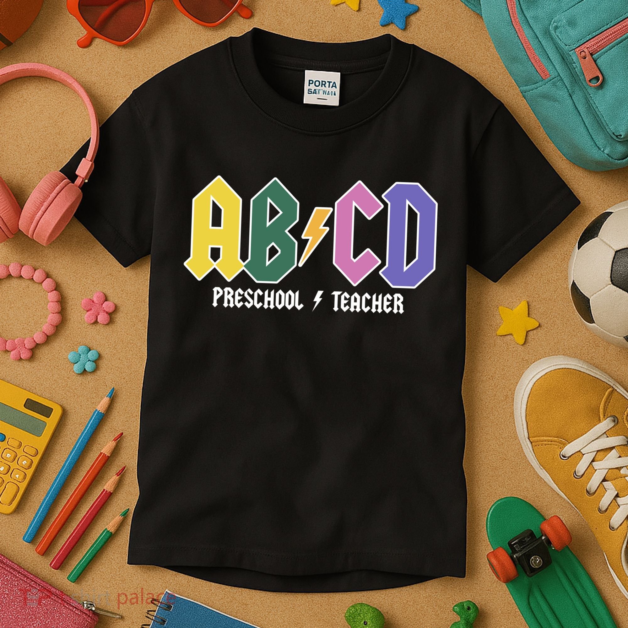 ABCD Preschool Teacher Rock And Roll Kids T-Shirt