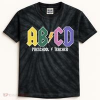 ABCD Preschool Teacher Rock And Roll Kids Tie-Dye T-Shirt thumb 0