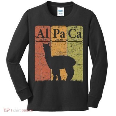 Alpaca Periodic Table Elements Llama Alpaca Vintage Kids Long Sleeve Shirt