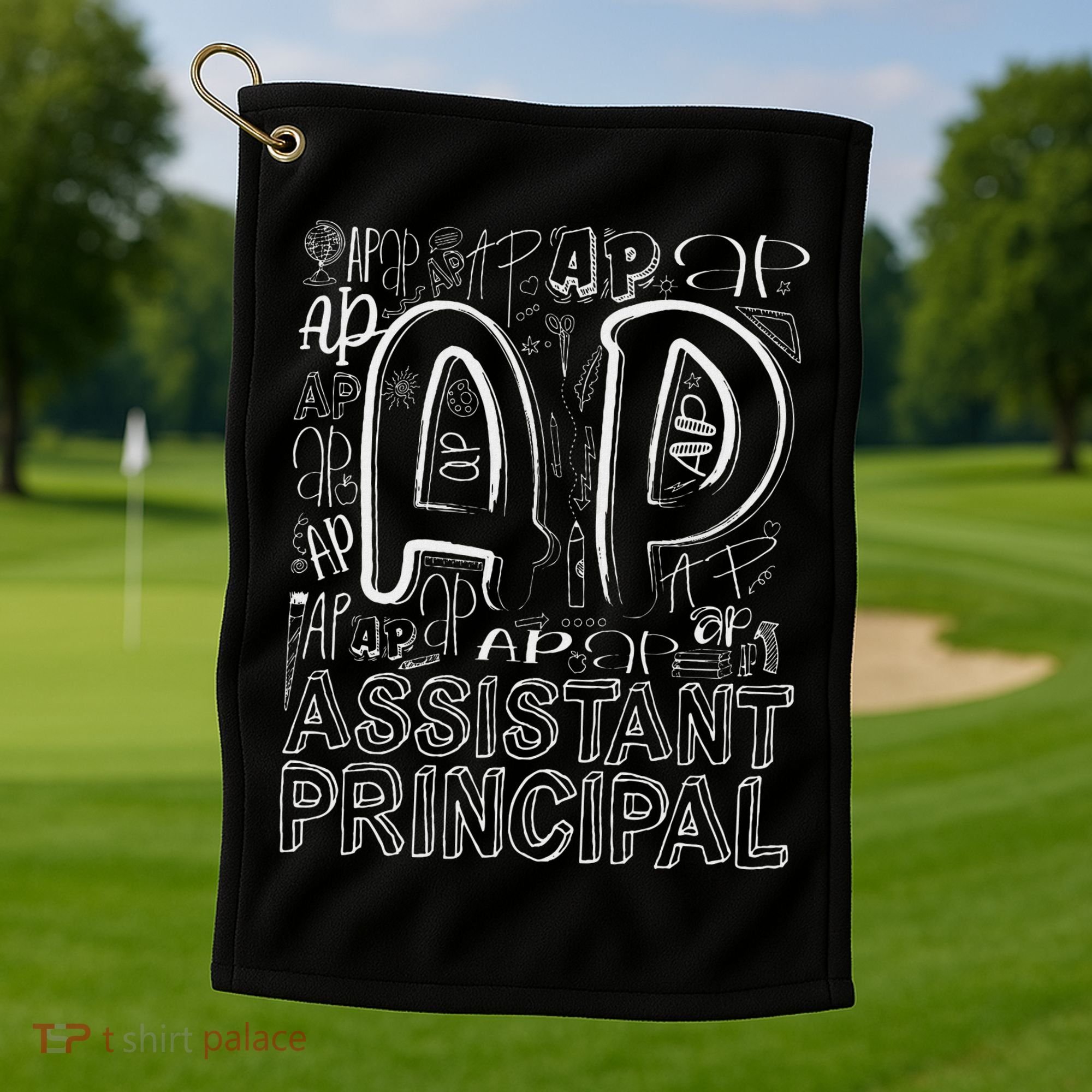 Assistant Principal Teacher Appreciation Week Cute Last Day Of School Black Golf Towel