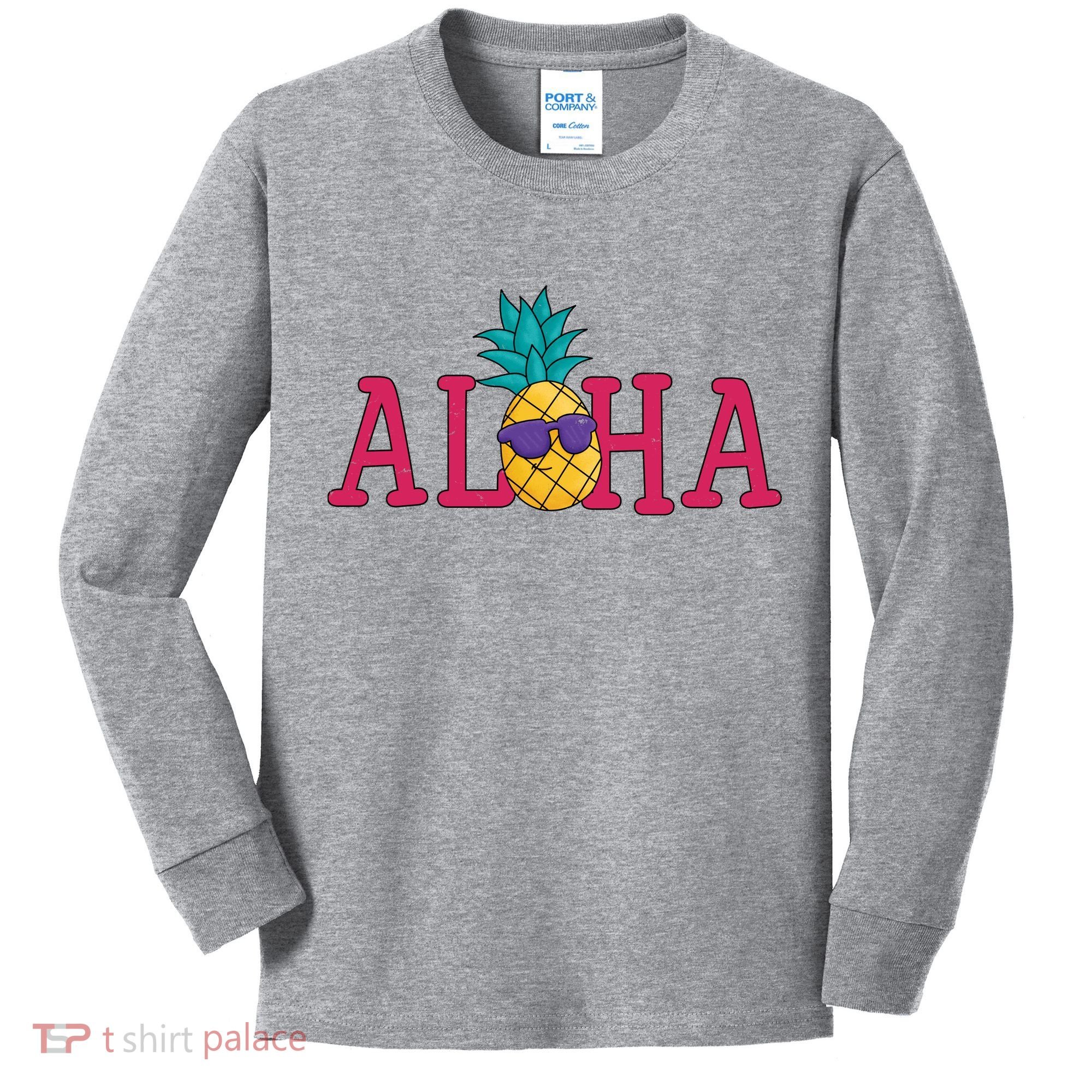 Aloha Pineapple Tropical Cute Kids Long Sleeve Shirt