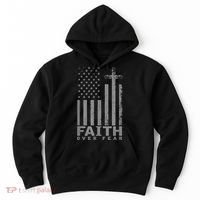 America Pride US Flag Faith Over Fear Prayer Hoodie thumb 0