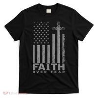 America Pride US Flag Faith Over Fear Prayer T-Shirt thumb 0