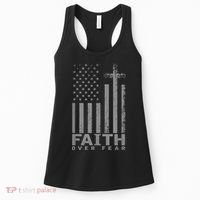 America Pride US Flag Faith Over Fear Prayer Women's Tank Top thumb 0