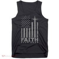America Pride US Flag Faith Over Fear Prayer Tank Top thumb 0