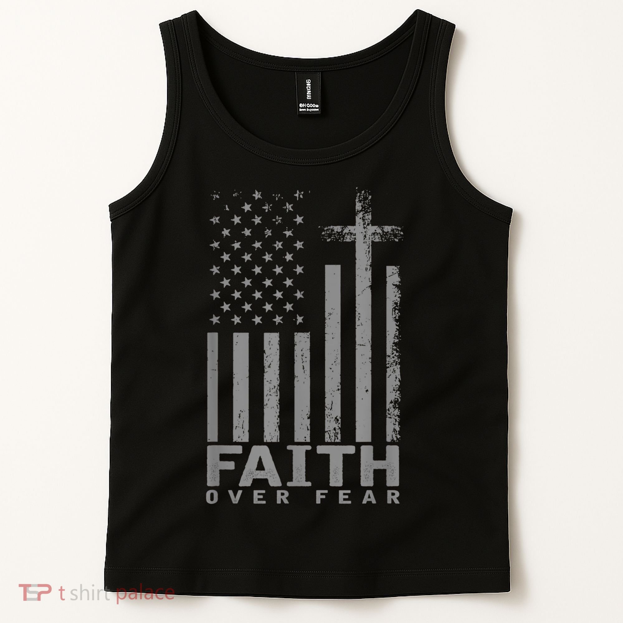 America Pride US Flag Faith Over Fear Prayer Tank Top