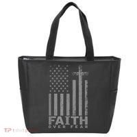 America Pride US Flag Faith Over Fear Prayer Tote Bag thumb 0