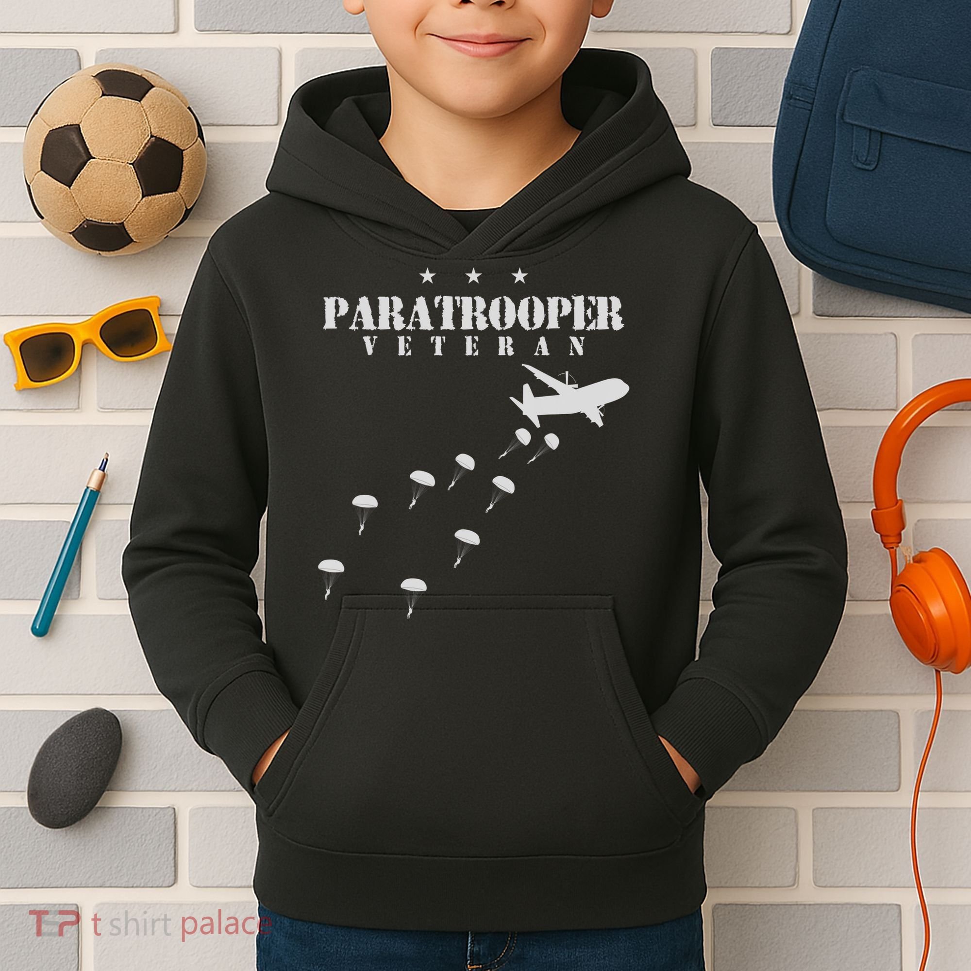 Airborne Paratrooper Veteran Infantry Division Kids Hoodie