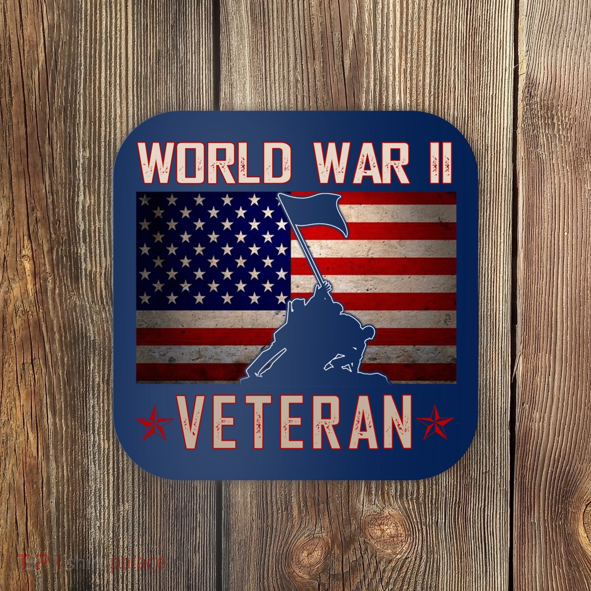 American Patriot WWII Veteran Military World War 2 Veteran Coaster