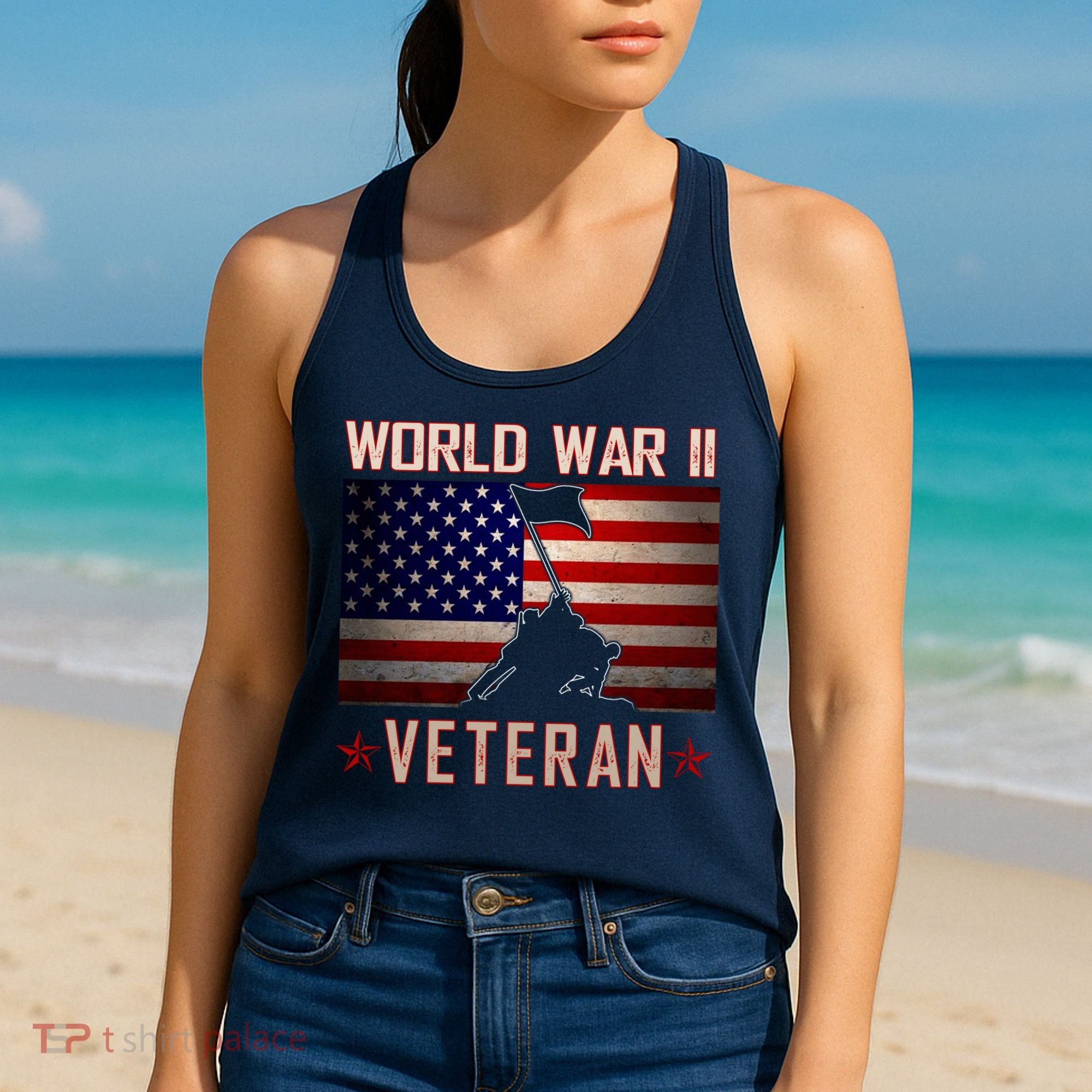 American Patriot WWII Veteran Military World War 2 Veteran Women's Tank Top