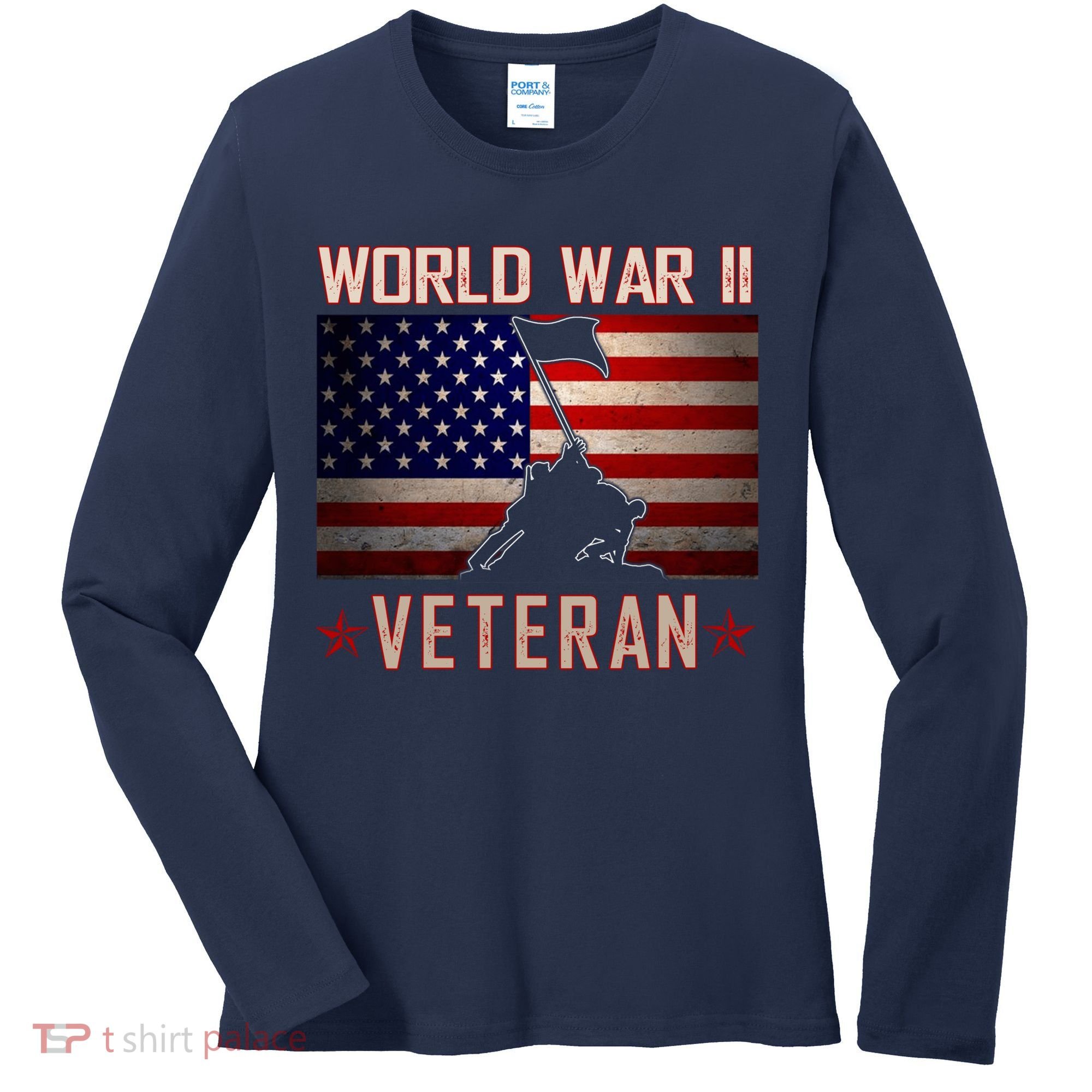 American Patriot WWII Veteran Military World War 2 Veteran Women's Long Sleeve Shirt
