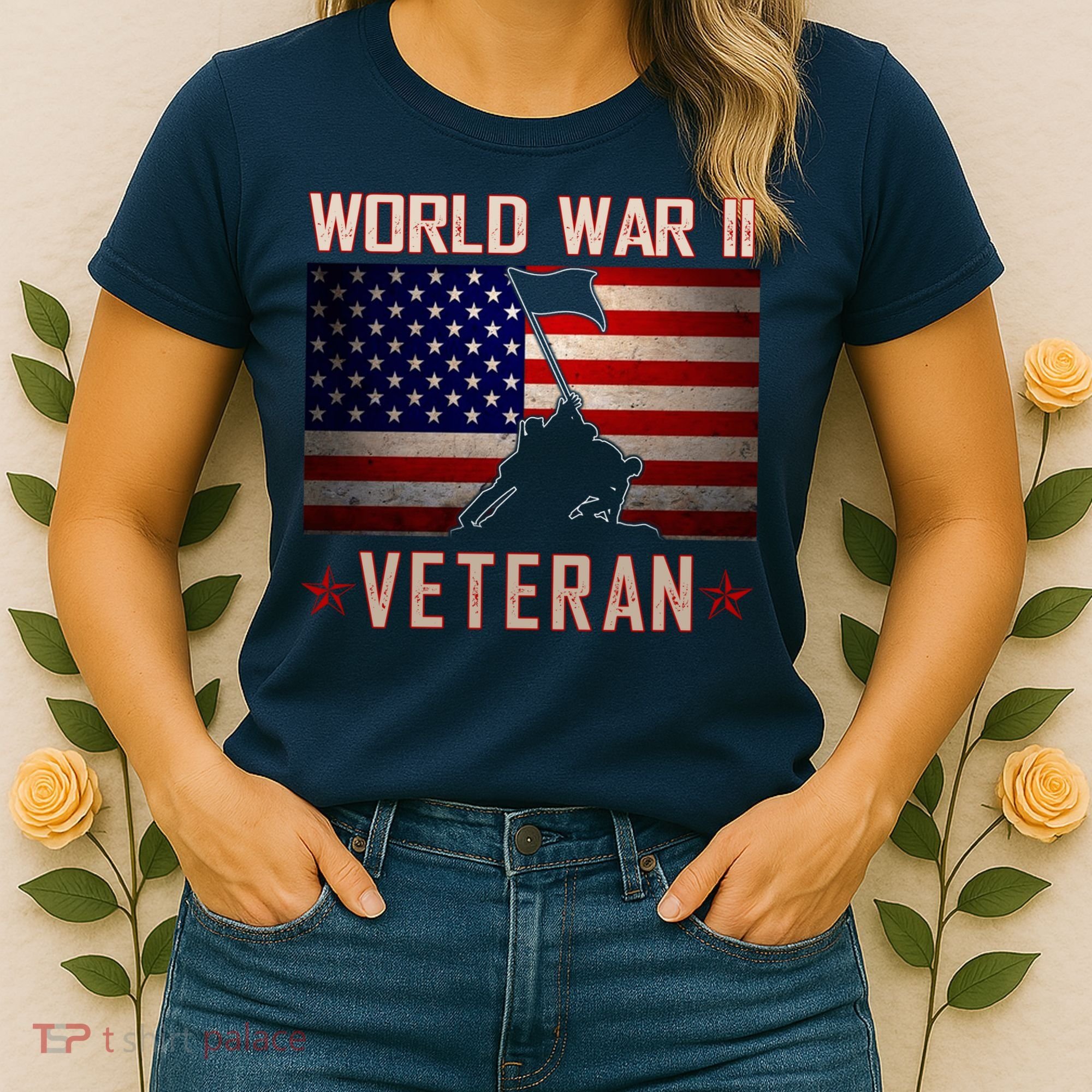 American Patriot WWII Veteran Military World War 2 Veteran Women's T-Shirt